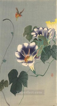 wasps and praying mantis Ohara Koson floral decoration Oil Paintings